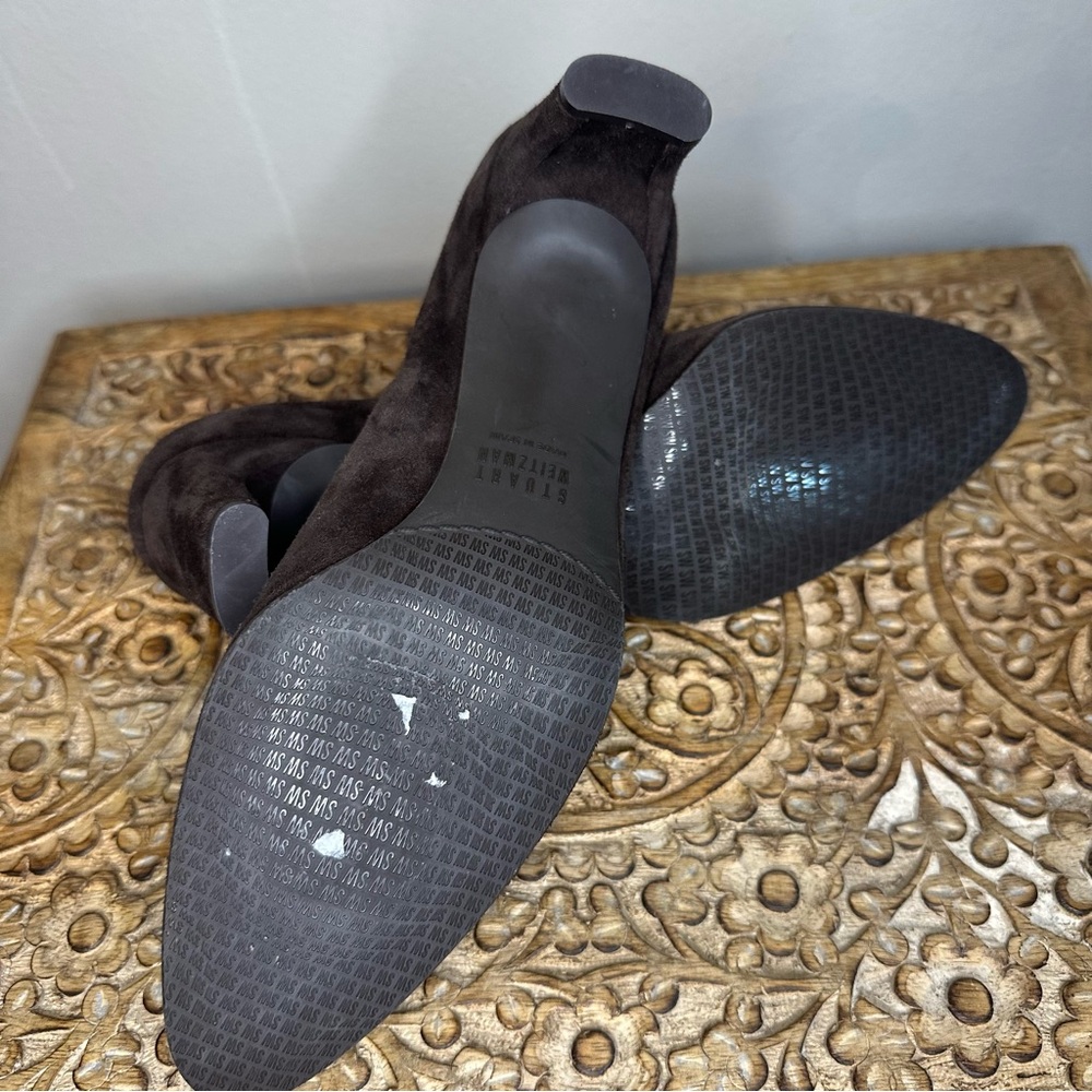 Stuart Weitzman Power Block Chocolate Brown Pump Sz7.5 - Picture 4 of 7